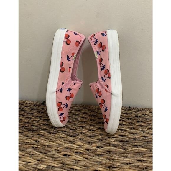 Keds x Kate Spade Womens Size 9 Pink Cherry Print Casual Shoes Slip On Canvas 9 - Picture 1 of 8